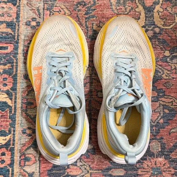 Hoka Women's Shoes in Light Blue and Yellow - Picture 3 of 6